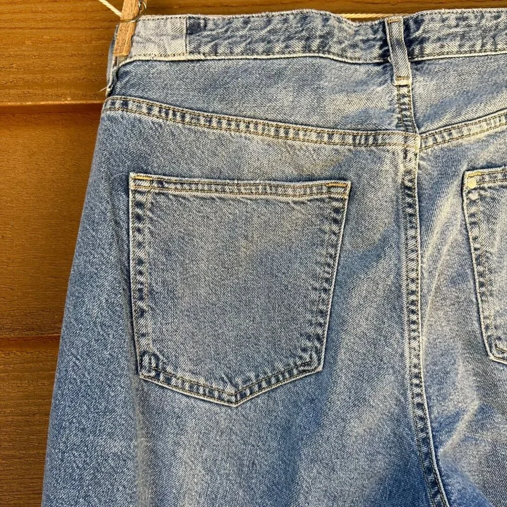 & Denim Boyfriend Fit Destroyed Taille Basse Light Blue Jeans Size 10 - Picture 12 of 13